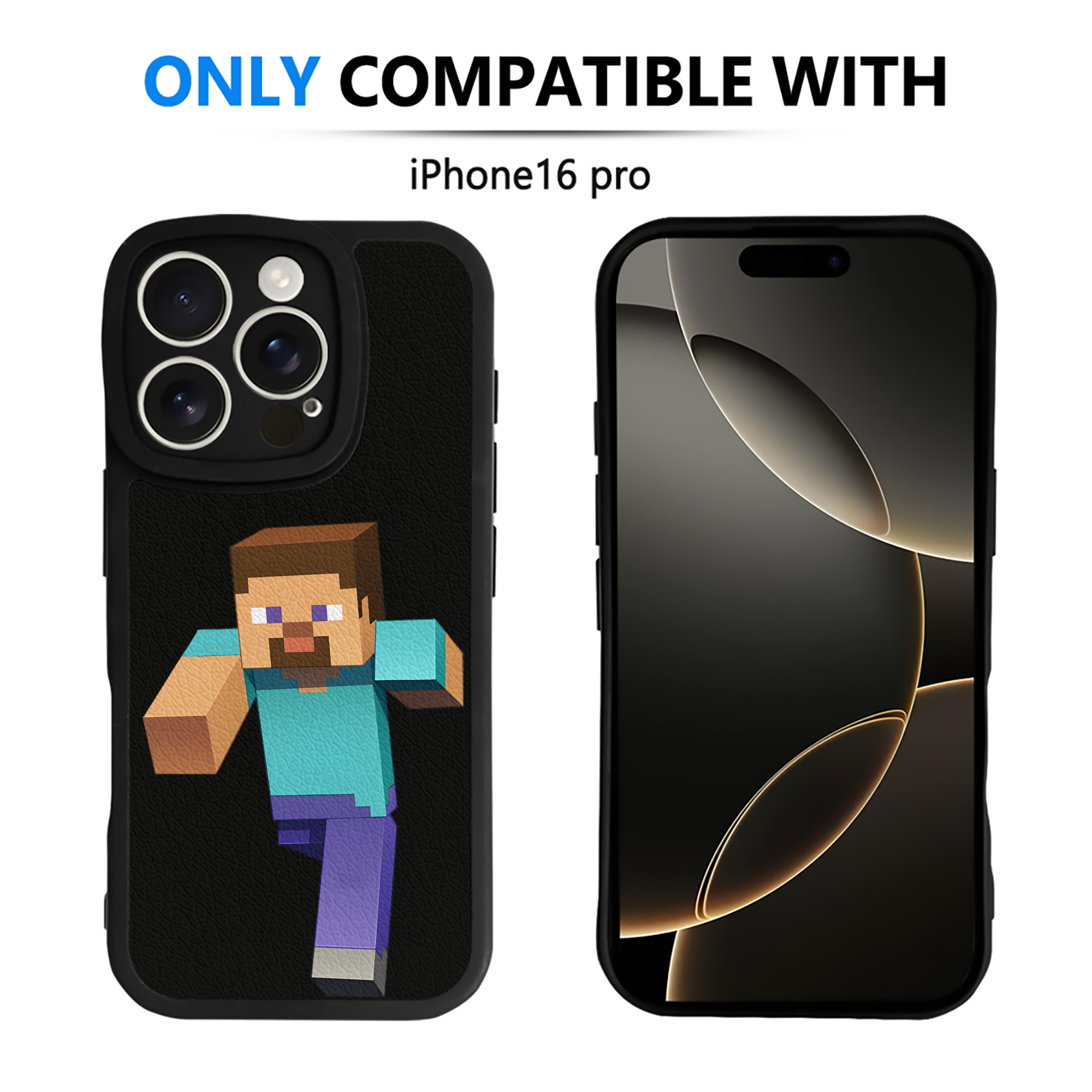 （画像用） マインクラフト ブロックの世界 Minecraft MC Block world 【iPhone 16シリーズ対応】シリコンスマホケース（レザー調） 材質：シリコン